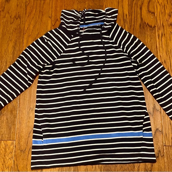 Talbots Tops - Talbots Navy and White Striped Top with Pockets and Hoodie